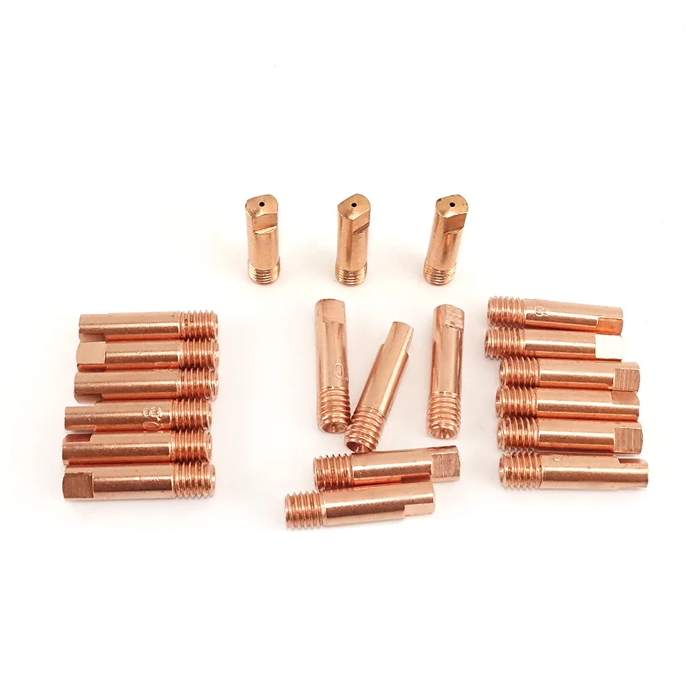 20Pcs 15AK Contact Tips Ecu Lasser Verbruiksartikelen 0.6 0.8 0.9 1.0 1.2Mm M6x25mm Mag Accessoire Voor Mig Lassen torch