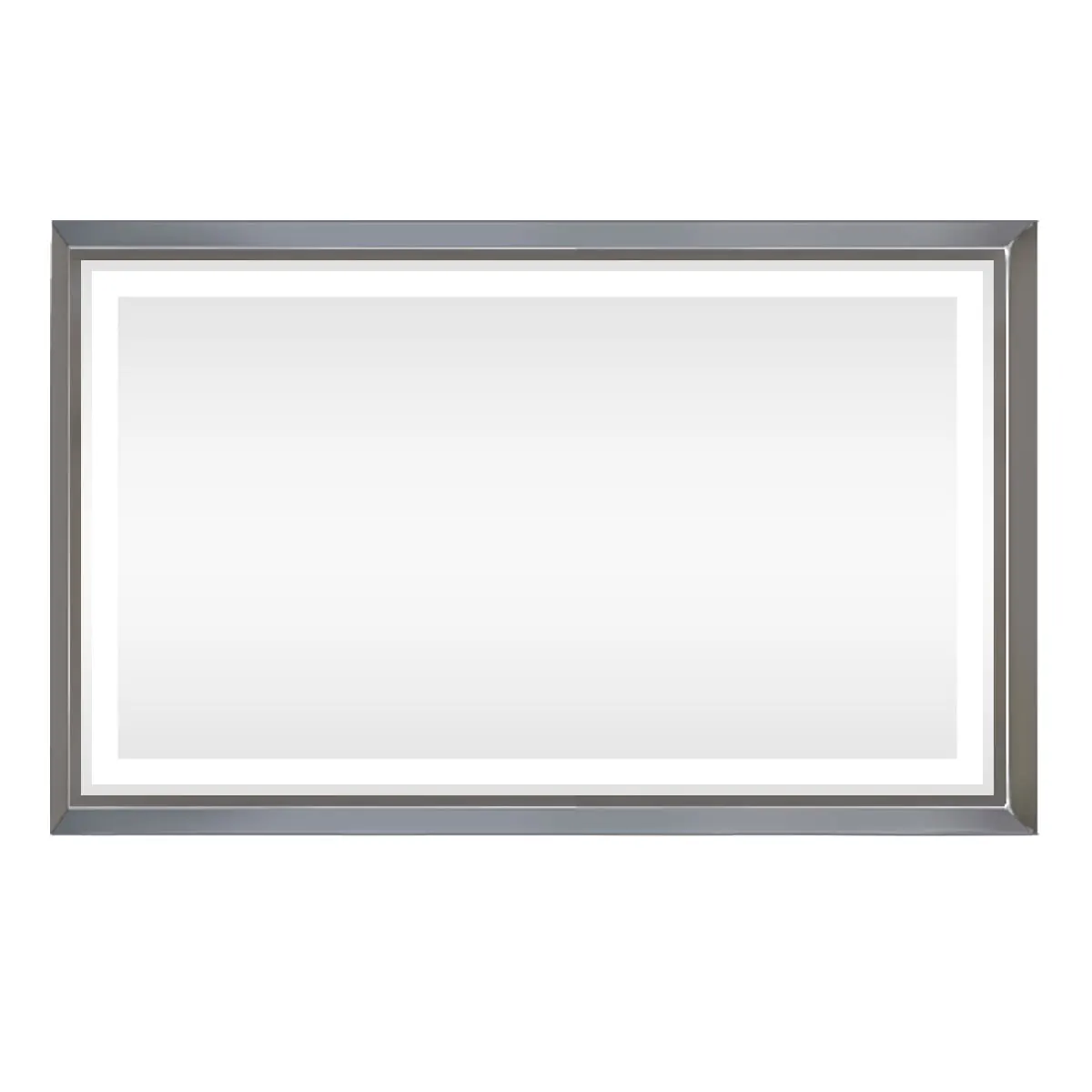 Modern Rectangle Metal Customized Logo Illuminated Smart Mirror with Touch Switch LED Light for Hotel Bathrooms