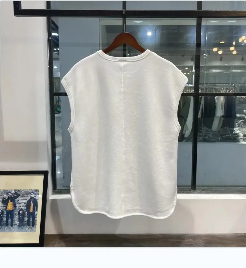 American retro sleeveless T-shirt men loose and fashionable loose and versatile solid color vest top image 3