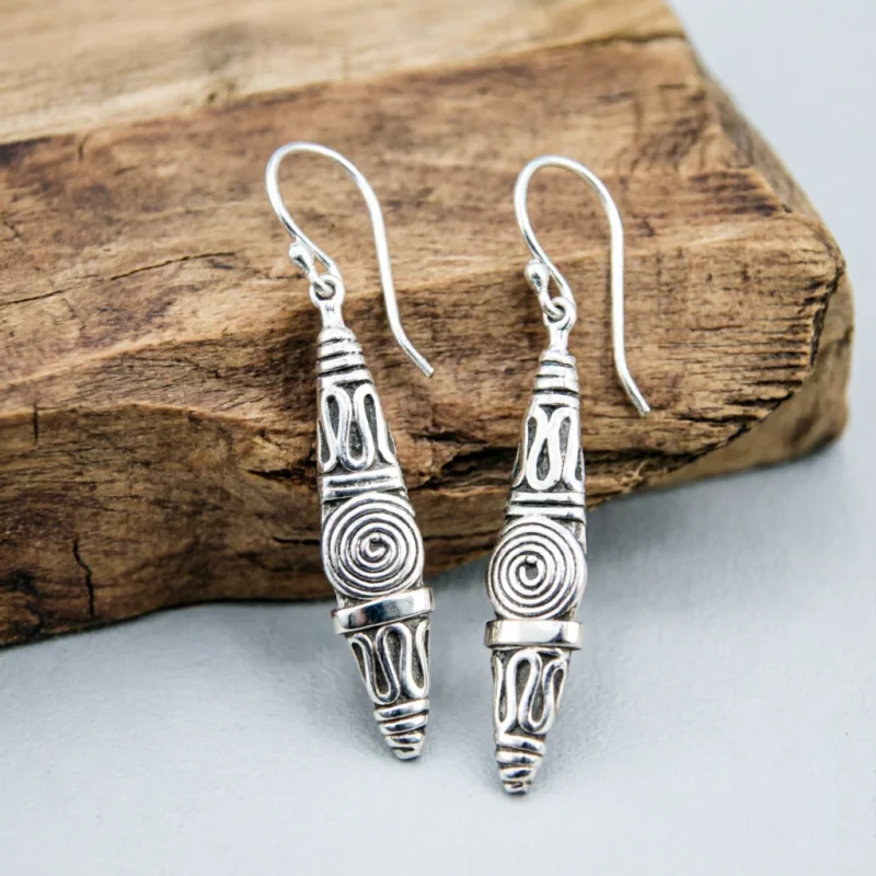 Women's Ethnic Tribe Vintage Hand Carved Two Tone Hook Earrings Elegant Delicate Festival Vacation Chic Design Jewelry Accessory