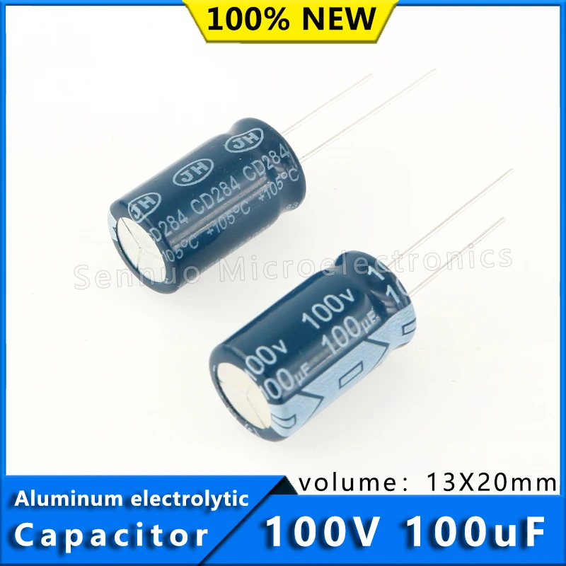 5Pcs 100V 100UF 13*20 13x20 mm Aluminum Electrolytic Capacitor High Temperature Resistant 105° High Frequency Low Resistance