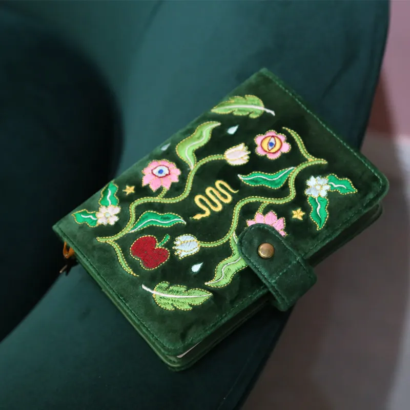 Kinbor Embroidered Fabric Notebook Aesthetic Velvet Planner Daily Schedule Journal For Office Stationery Use