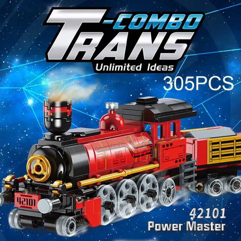 305PCS 3 in 1 Transforming Creative Steam Train Building Blocks Assemble Bricks Desktop Decoration Christmas Gifts for Childrens