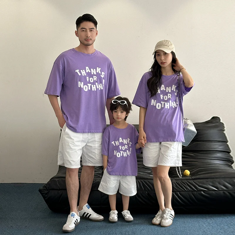New Family Matching Tee Shirts Shorts Clothing Set for Dad Mother Daughter Son Same Outfit Summer Vacation Family Look Costume
