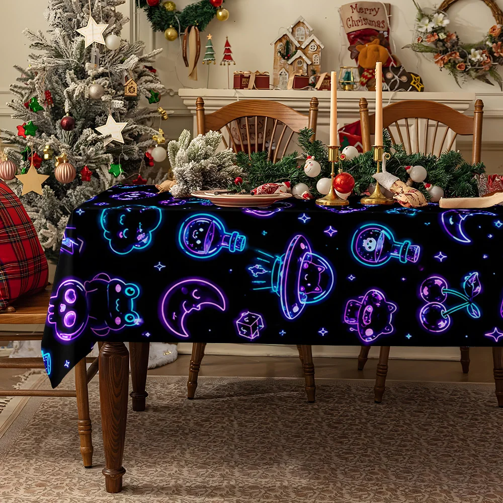 Brown White Cow Spots Waterproof table cloth, splash-proof tablecloth, for party, Halloween, Christmas, dining, camping