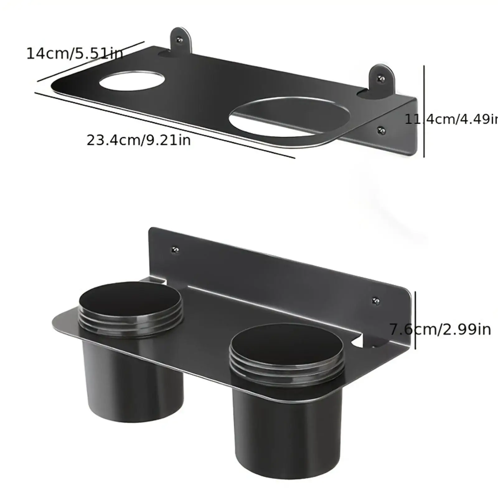 Fluid Funnel Holder Complete Storage Set Black Iron Wall Mount Easy Install for Garage Workshop Shed Cart Tools