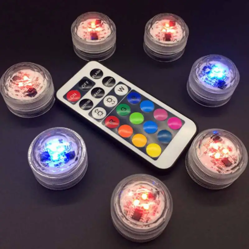Waterproof LED Night Light  Circular Candle Lamp Small Round Lamp Remote Control Light Can Be Used For Lower Pots Fish Tanks