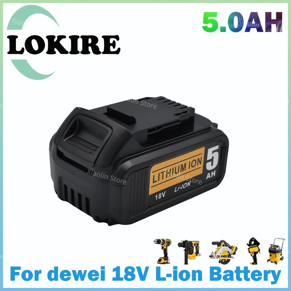 18V 5000mAh rechargeable battery，for dewei DCB184 DCB184B-XJ DCB180 DCB181 DCB182 DCB183 DCB185 18V Power Tool Battery