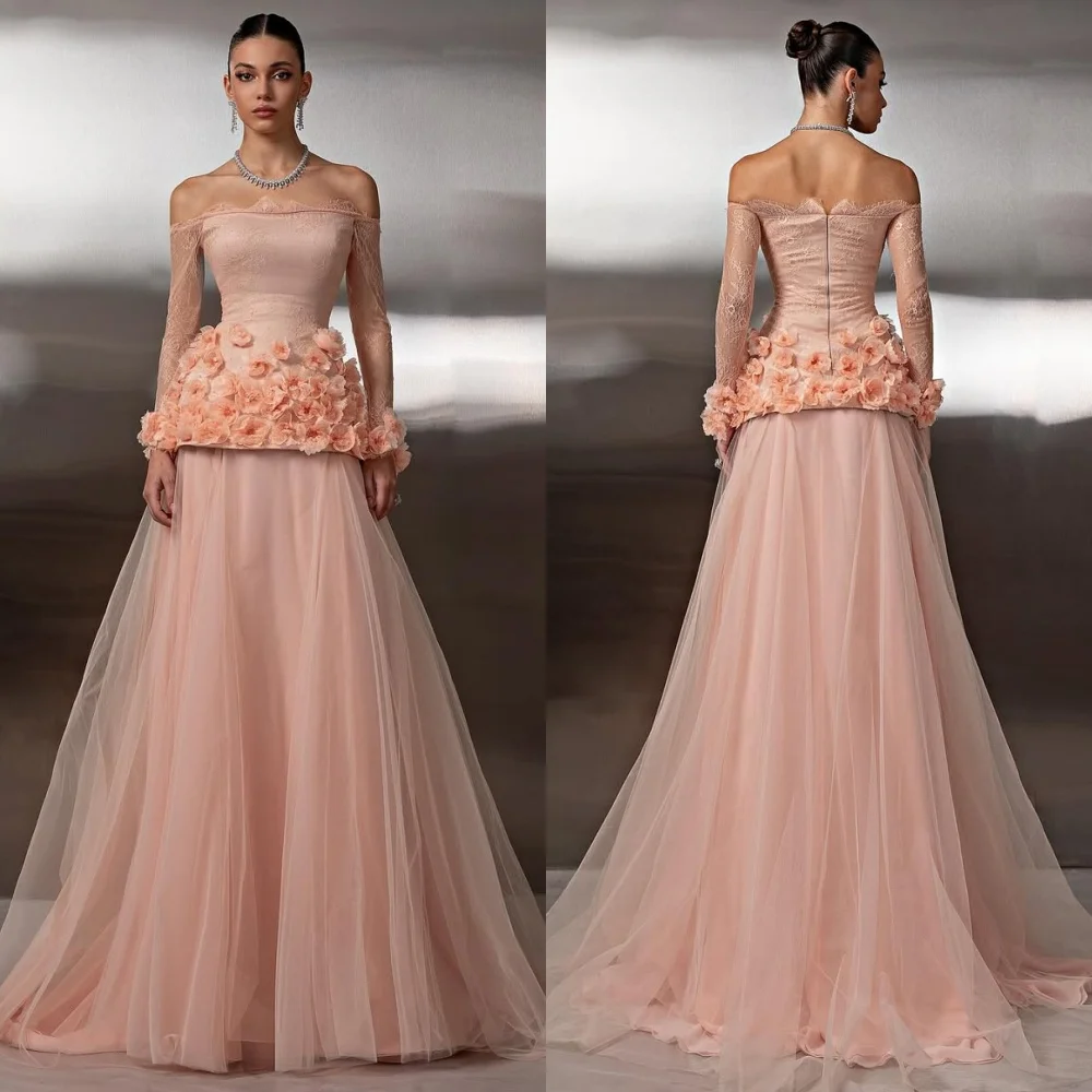 

Индивидуальный современный стиль, классический тюль, цветочное кружево ручной работы, длинные платья трапециевидной формы с открытыми плечами, сексуальные платья на заказ