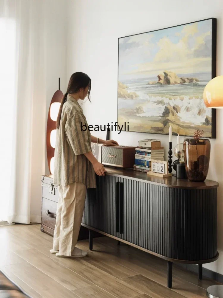 

07Nordic Solid Wood Chest of Drawers Living Room Simple Locker Kitchen Sideboard Modern Wall Cabinet