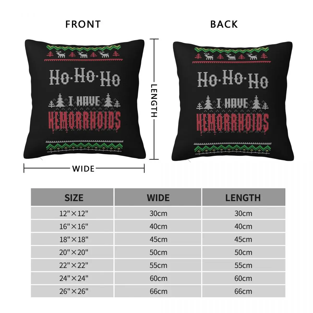 Christmas Hemorrhoids Square Pillowcase Polyester Linen Velvet Creative Zip Decorative Pillow Case Sofa Seater Cushion Cover