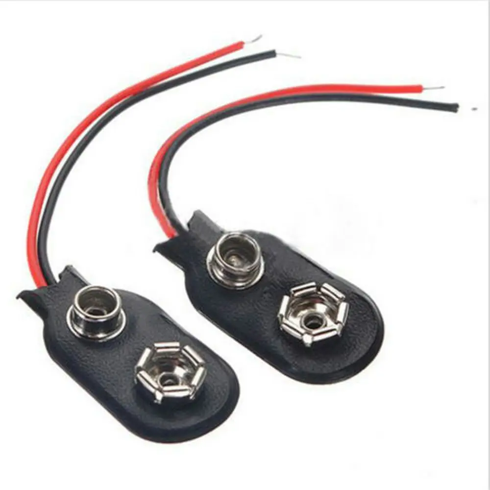 High Quality 10Pcs Save Power Black Snap on 9V Battery Holder Clip Connector Hard Shell 10CM Cable Lead