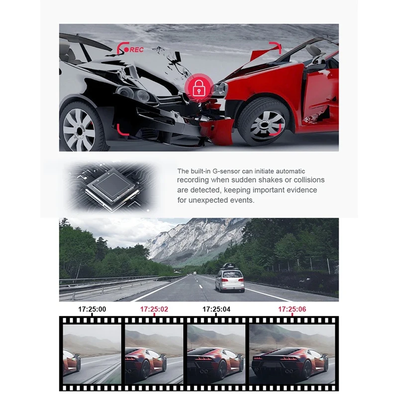 2.0-Inch Car Quad-Record HD Night Vision Tachograph Car Front And Rear Left And Right Simultaneously Recording