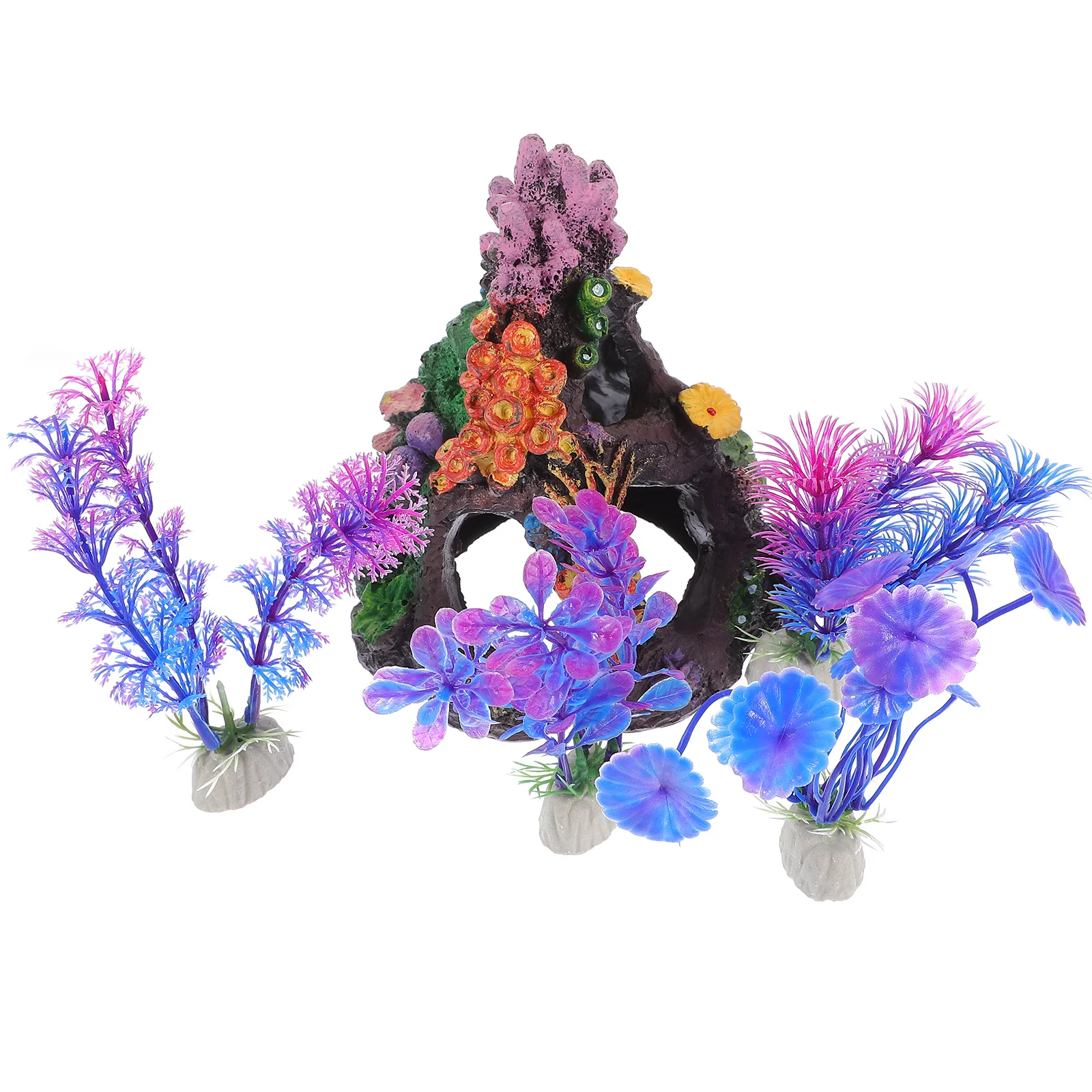 

5pcs Reef Decor Set Artificial Coral Reef Layout Fake Plants For Fish Tank Decor Aquarium Accessories Plastic Aquarium Coral