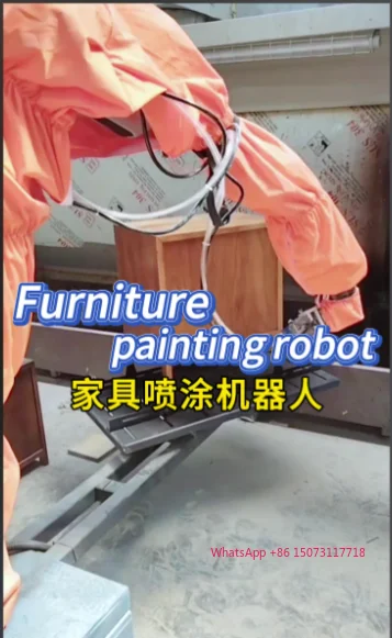 Automatyczny robot do malowania drewnianych mebli, programowanie darmowe, malowanie automatyczne ramionem robota do mebli.