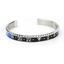 Bracelet manchette unisexe avec cadran multicolore, acier inoxydable, compteur de vitesse, lunette de luxe, cadeau de bijoux, tendance de la mode