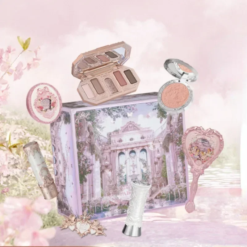 Conjunto original flor sabe maquiagem caixa de presente lábio lama batons iluminador blush sombra rara beleza cosméticos presente para amigo