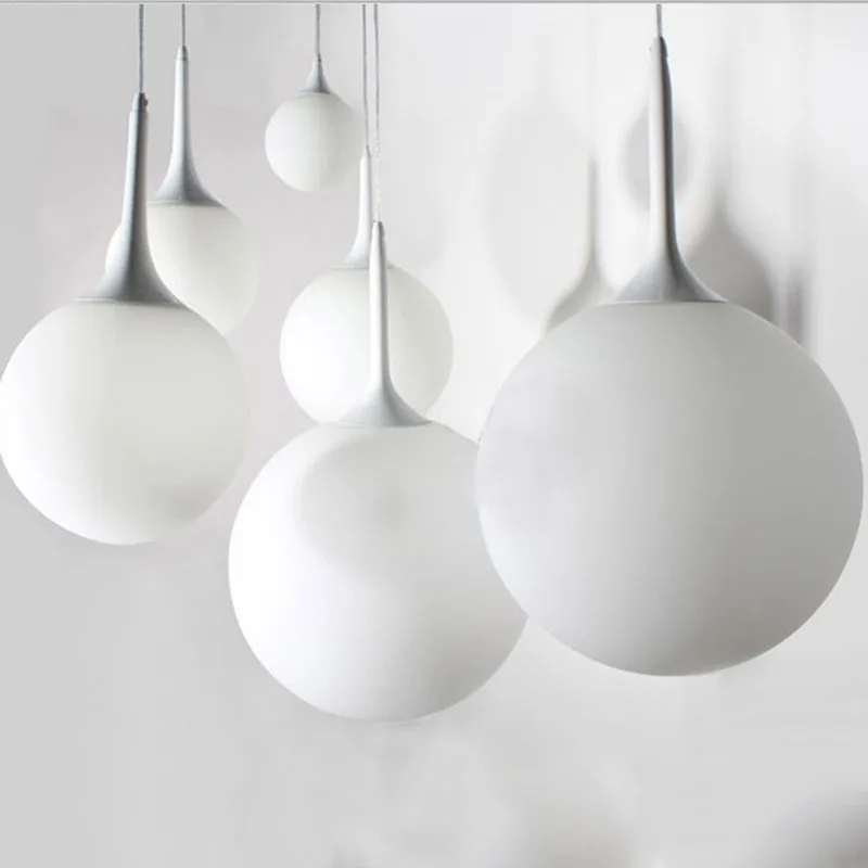 

Italian Minimalist Design Single-head Milky White Chandelier Restaurant Staircase Study Bar Glass Ball LED Decorative Light