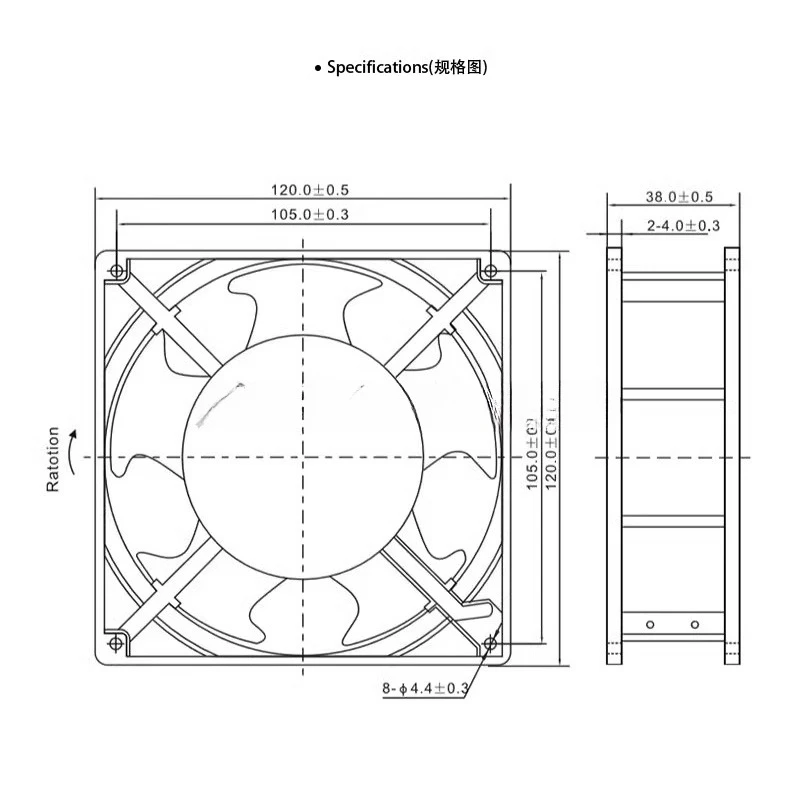 8 9 12 14 15 16 17 20 سنتيمتر/سم مروحة التدفق المحوري 220 فولت جميع المعادن ارتفاع درجة الحرارة مروحة التبريد #3