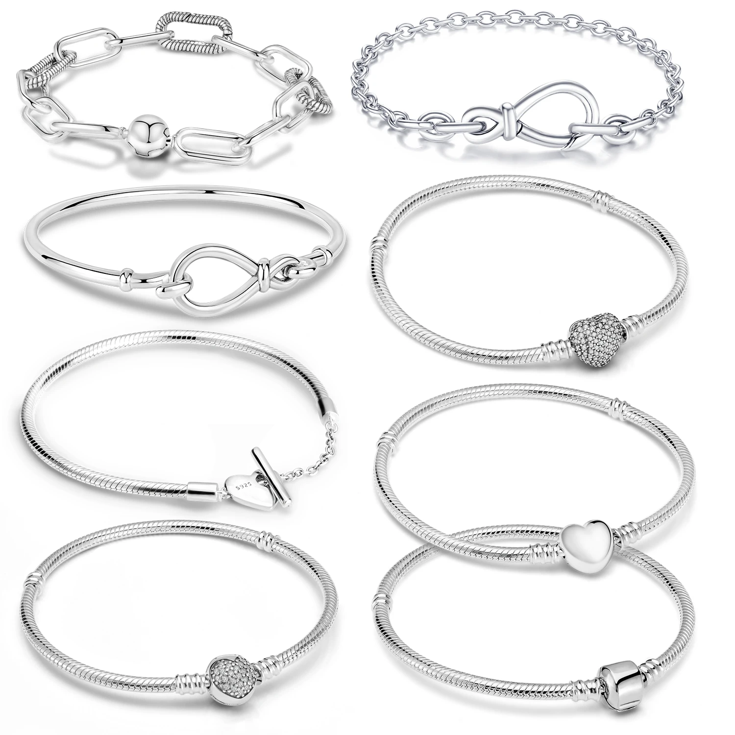 Pulsera Original de Plata de Ley 2024 para mujer, compatible con cuentas de marca Me, nudo infinito a la moda, joyería para mujer 925