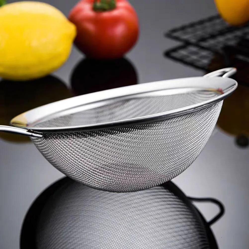 

1Set Stainless Steel Strainer Spoon Fine Mesh Skimmer Long Handle Heat Resistant for Family Hotel Snack Bar Food Filtering