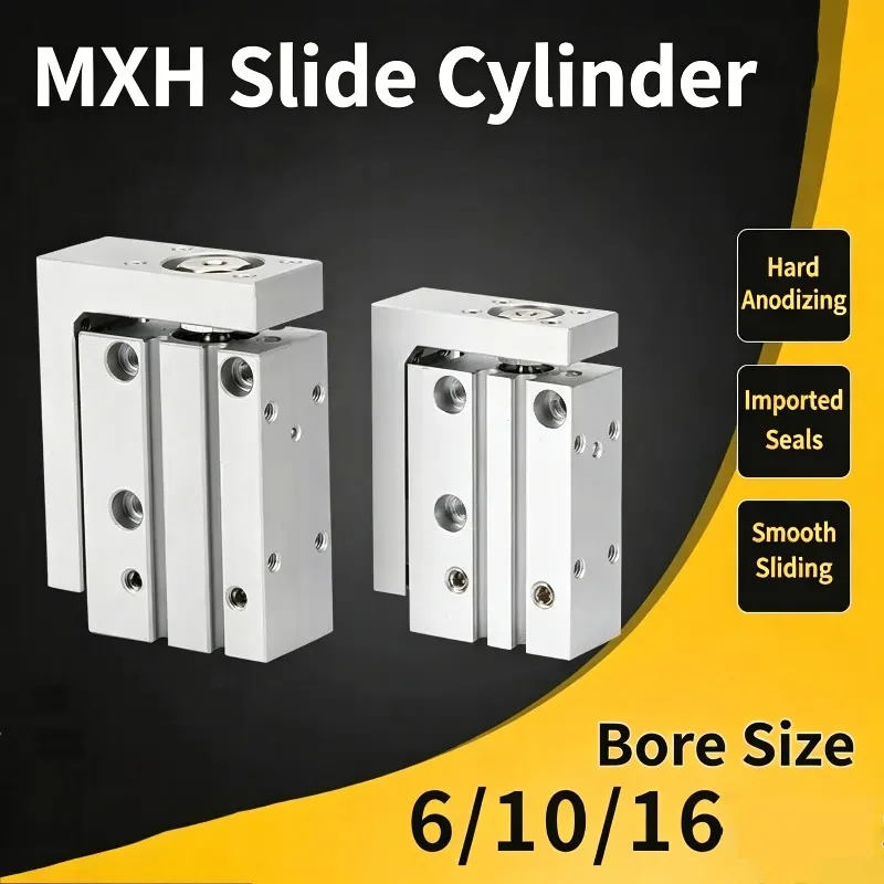 Precision Pneumatic Air Linear Side Rail Guide Rod Cylinder MXH Rail Cylinder MXH6 MXH10 MXH16 MXH20