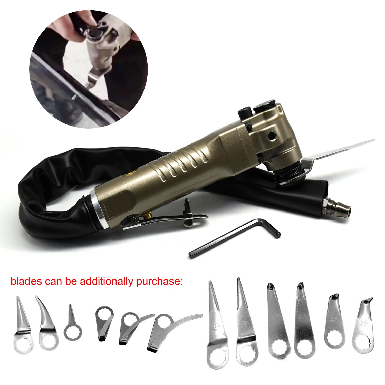 

Pneumatic Knife Windshield Remover Windscreen Seal Scraper Cutting Blade Silica Gel Sealant Car Doors Encapsulated Hollow glass
