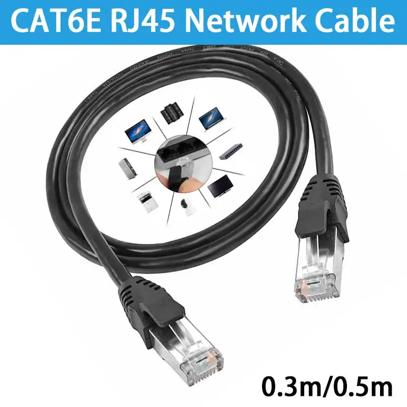 CAT6E RJ45 Network Cable Gigabit Male to Male Cat6e Computer/Router Connection Cable Pure Copper Ttwisted Pair Shielded 0.3/0.5M