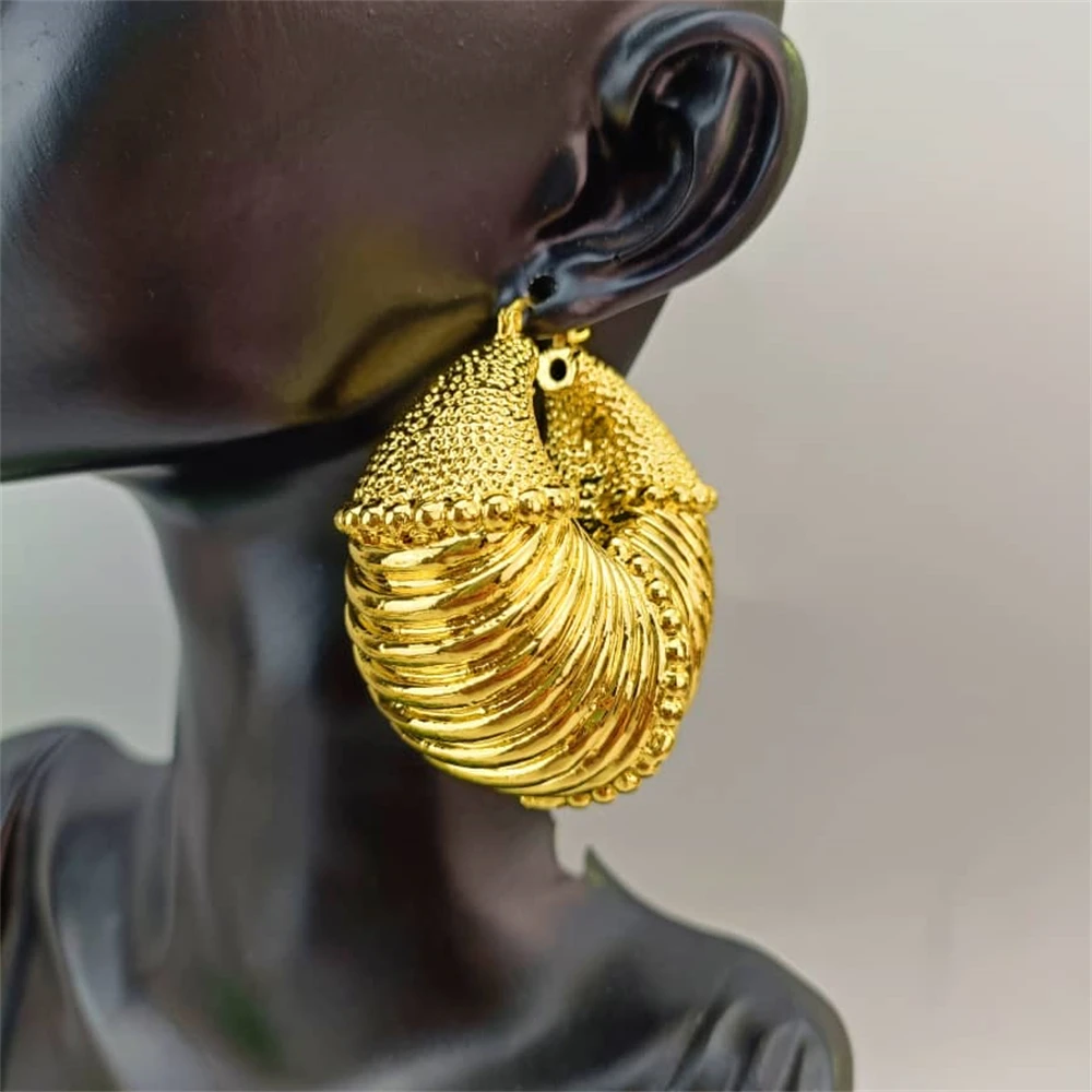 American African Nigeria Fashion Big Drop Earrings Exquisite Copper Large Style For Woman Daily Jewelry Gifts FHK16688
