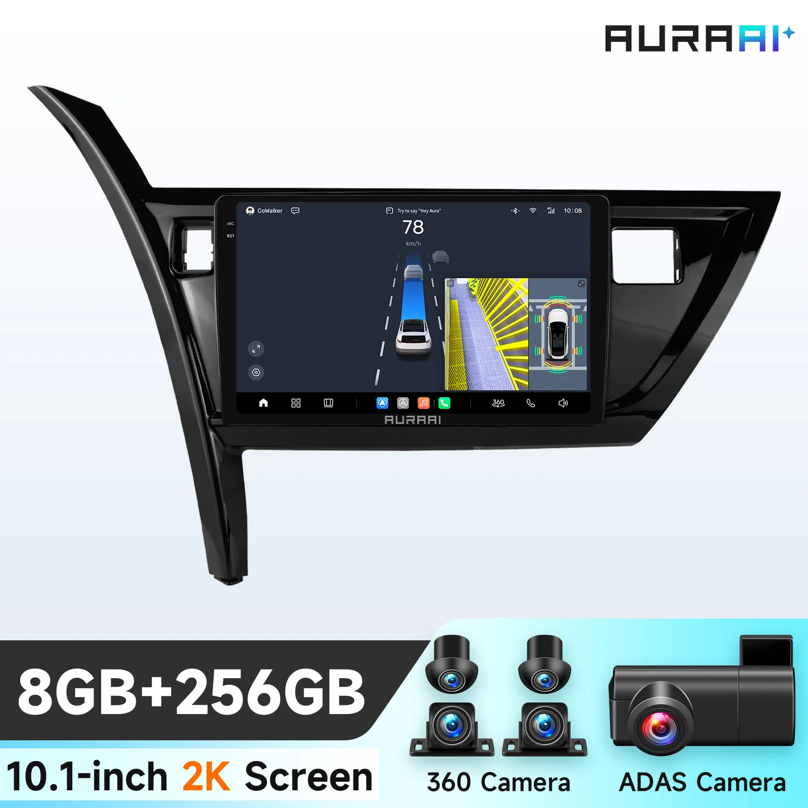 AURAAI 2K Draadloze CarPlay Android Autoradio voor Toyota Corolla Auris E180 2013 2014 2015 2016 Multimedia Videospeler GPS Navigatie Stereo ADAS 360 Camera RDS DSP Bluetooth 3D 7870 AI Spraakgestuurd
