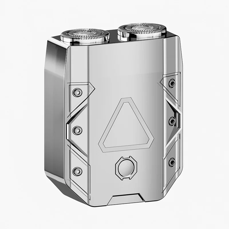 STLF Mecha Style Doppelschneiderkopf, waschbar, tragbar, Mini-Elektrorasierer, Rüstungsrasierer, Mini-Rasierer mit magnetischer Klinge