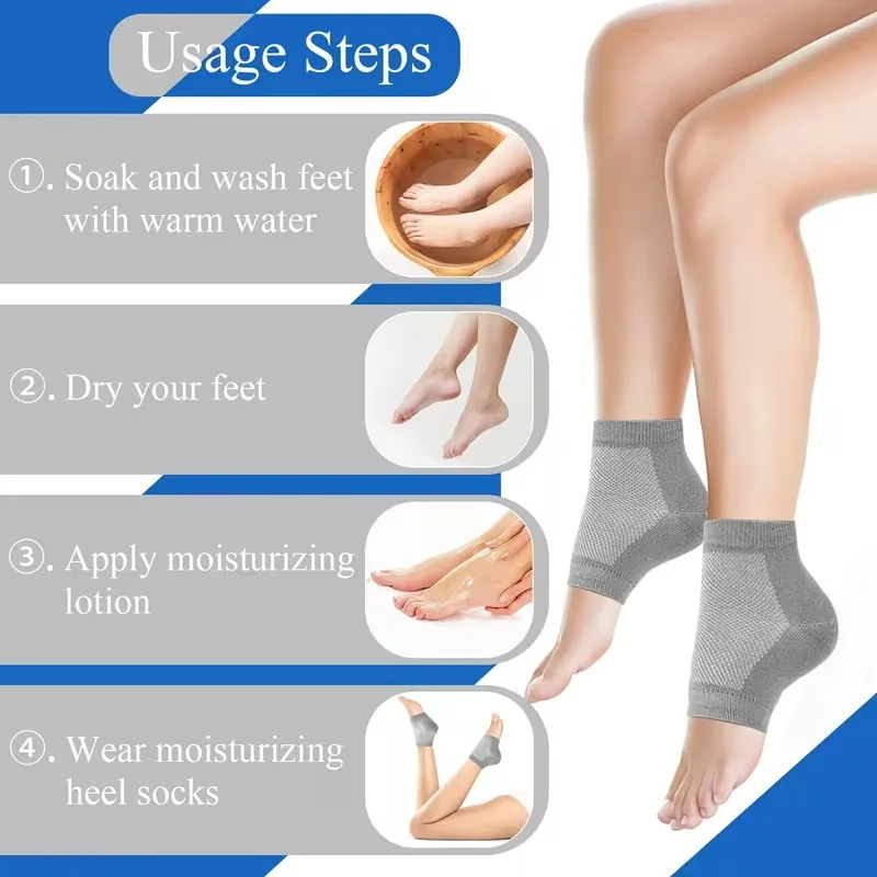 1 paar Silikon Feuchtigkeitsspendende Gel Ferse Socken Wiederverwendbare Anti Rissige Rissige Fuß Glatte Hautpflege Peeling Fuß Schutz Werkzeuge – Detail 6