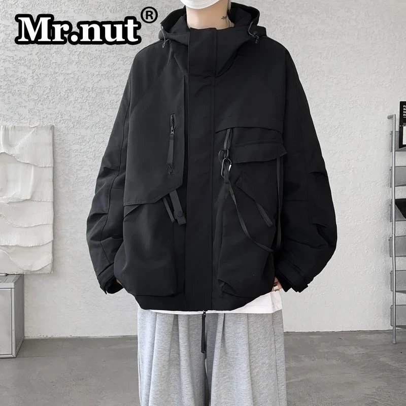 

Mr.nut Trend Windbreak Tooling Jacket Camping Loose Oversize Outdoor Jackets High-Quality Hooded Men's Clothing Climbing Suit