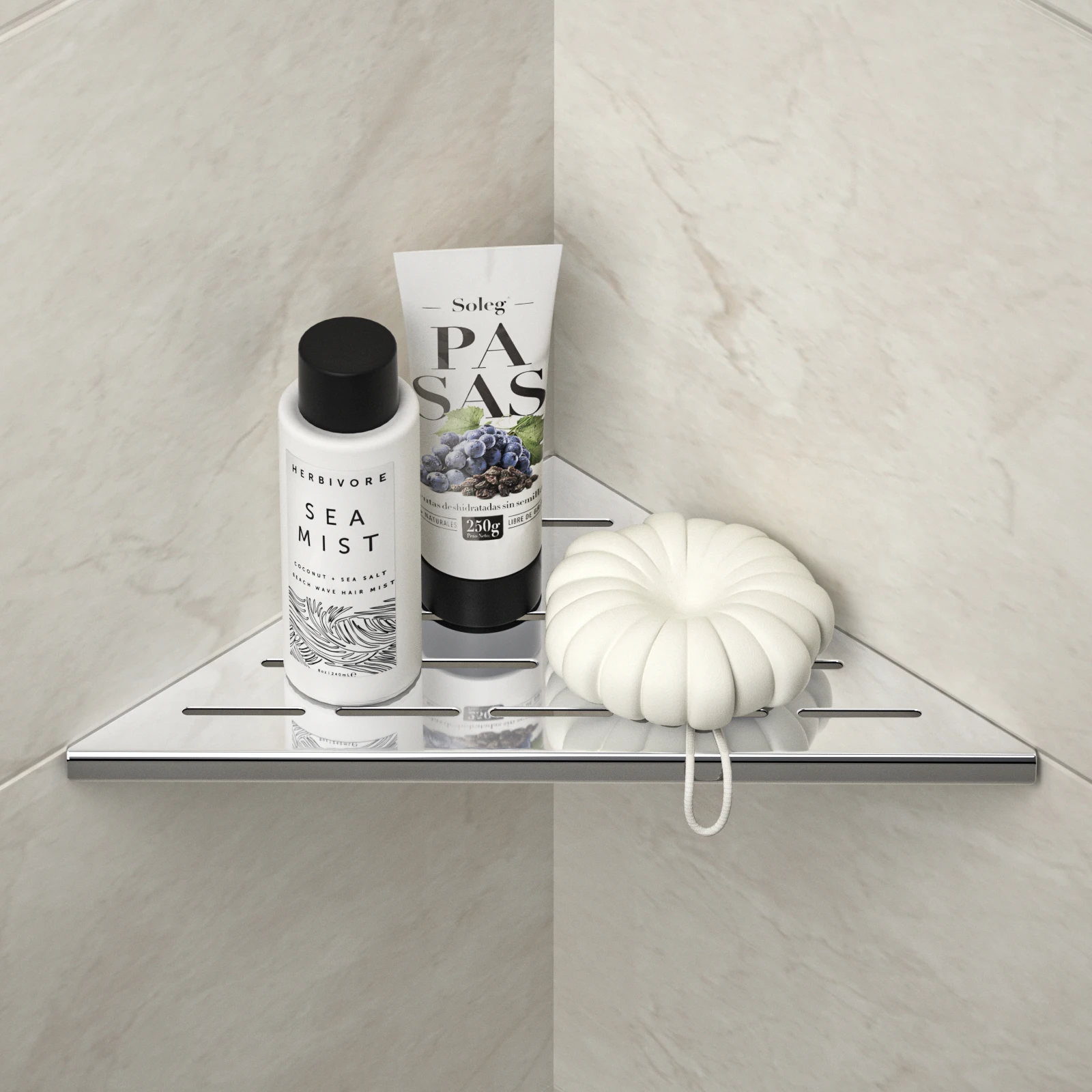 حار بيع 10 بوصة المصقول الفولاذ المقاوم للصدأ المدمج في الرف التصميم الحديث نمط الزاوية شنت لتخزين الحمام في الولايات المتحدة الأمريكية