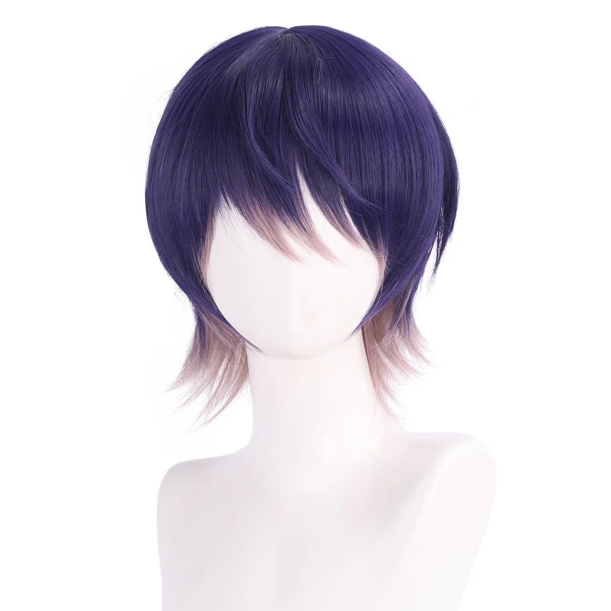 Synthetic Fox Inspired Purple Cosplay Wig with Wolf Cut, Spiky Short Hair, Mantis Nest, Scalp Top Anime Costume Party