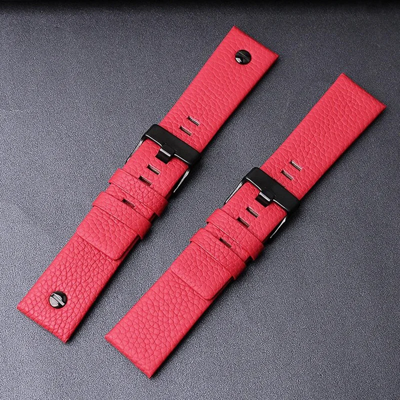 Litchi wristband for Diesel cowhid watch band men\'s DZ7395 DZ7370 DZ7257 red watch strap 20mm 22mm 24mm 26mm 28mm 30mm Bracelet