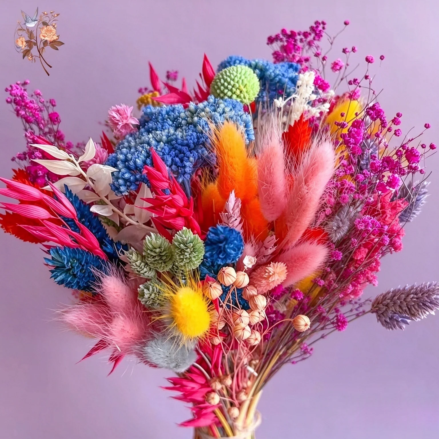 Bunte getrocknete Blumen, Hoch – Dried Flower Bouquet Bewertung und Preis
