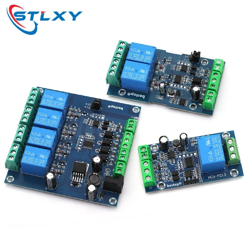 Stlxy Relay Module Switch 1/2/4 Channel Modbus RTU RS485/TTL Communication 7-24V with Anti-reverse Protection for Electronics