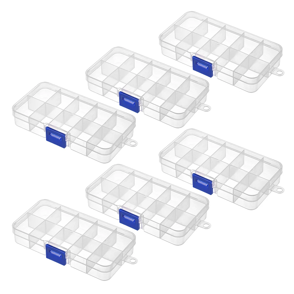 

6 Pcs Transparent Storage Box Small Plastic Boxes Adjustable Compartment Organizer Mini Trinket