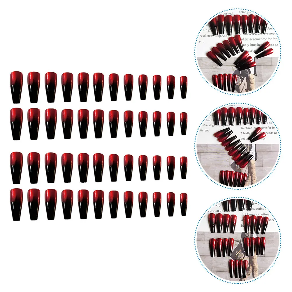 

Gradient Color Long Ballerina Nails Glossy Press On Nail Tips For Party Wedding Halloween Christmas Artificial Nail Art