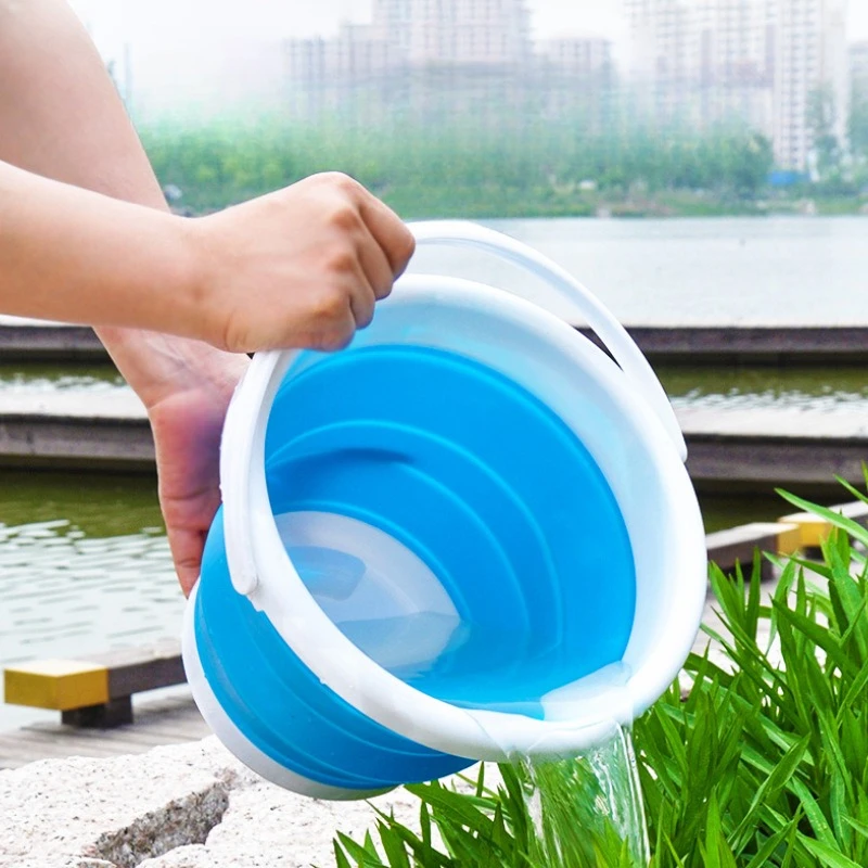 

3L Portable Folding Bucket Multifunctional Thickened Silicone Bucket for Car Washing and Fishing Camping Folding Bucket