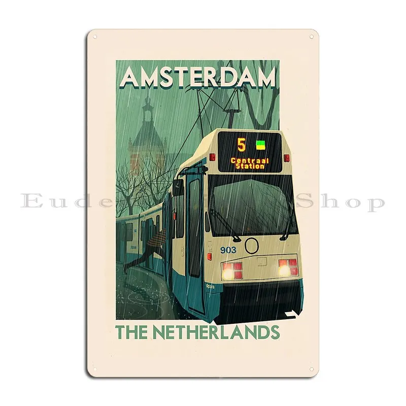 Travel Posters Amsterdam The Netherlands Metal Signs Funny Print Create Rusty Wall Mural Tin Sign Poster