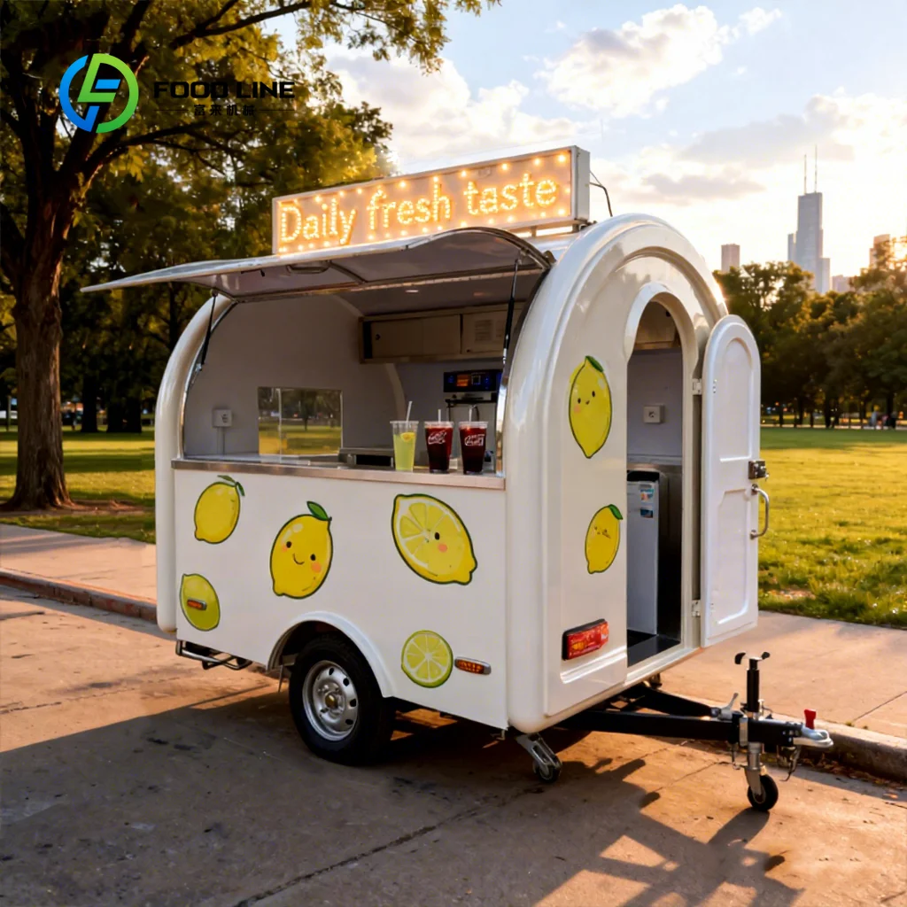 

Customizable Ice Cream Round Food Trailer Energy Efficient Freezer Storage Mobile Cart for Summer Park Vending