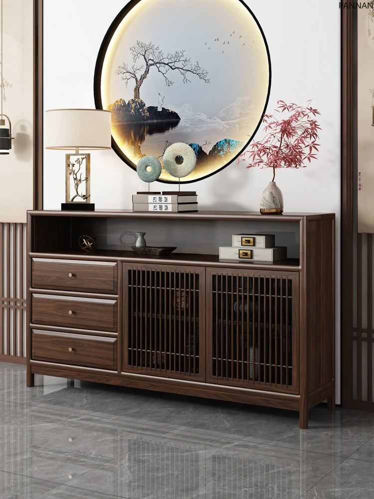 

New Chinese side cabinet ebony living room wall storage narrow cabinet