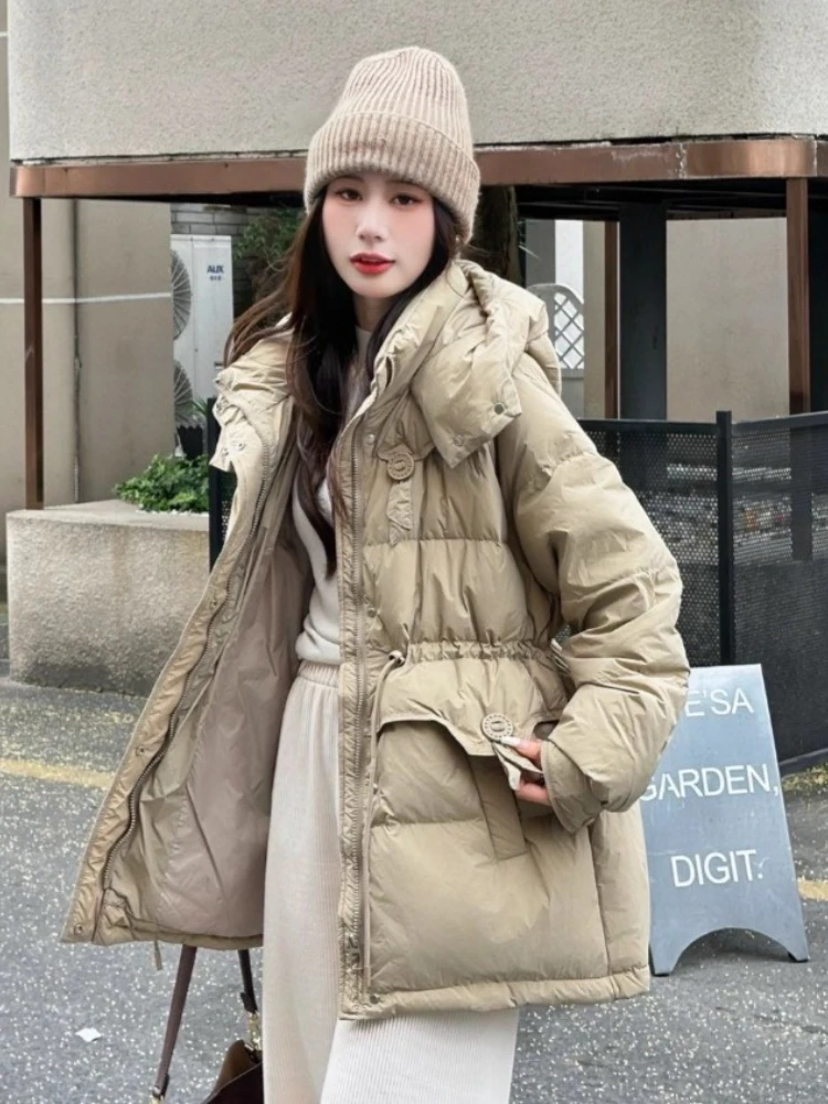 Vrouwen Winter Donsjack Koreaanse Chic Jassen Vrouwelijke Capuchon Parka 90% Witte Eend Puffer Jas Mode 2025 Mujeres Kleding
