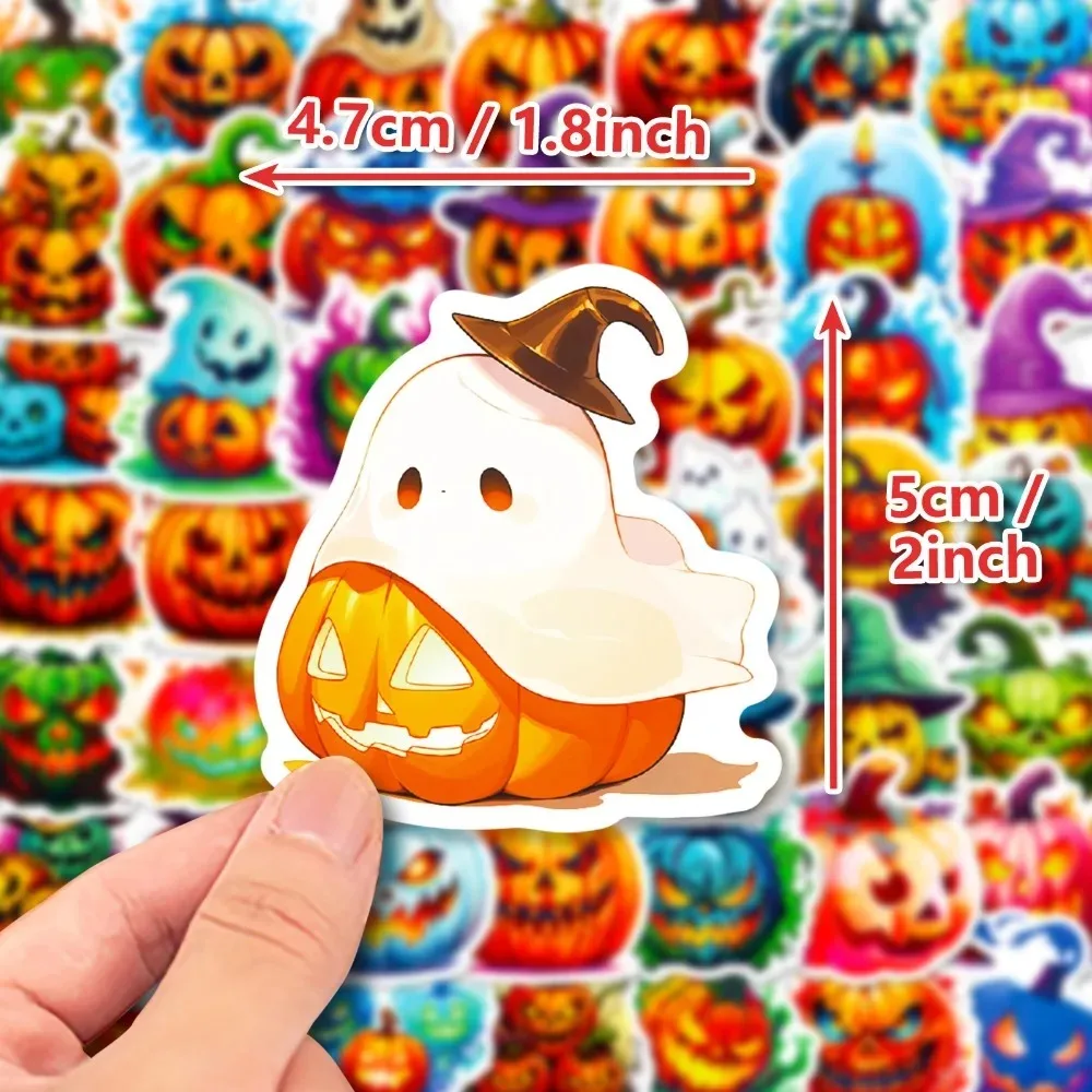 50pcs Halloween Pumpkin Stickers Aesthetic Phone Bike Wall Scrapbook Motorcycle Waterproof Cartoon Sticker for Kids Toys Gifts