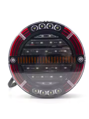 2pcs 5.3" Round LED Trailer Tail Light With Brake Light DRL Flow Turn Signal Lamp Car Truck Vans Caravan 12V 24V Reverse light