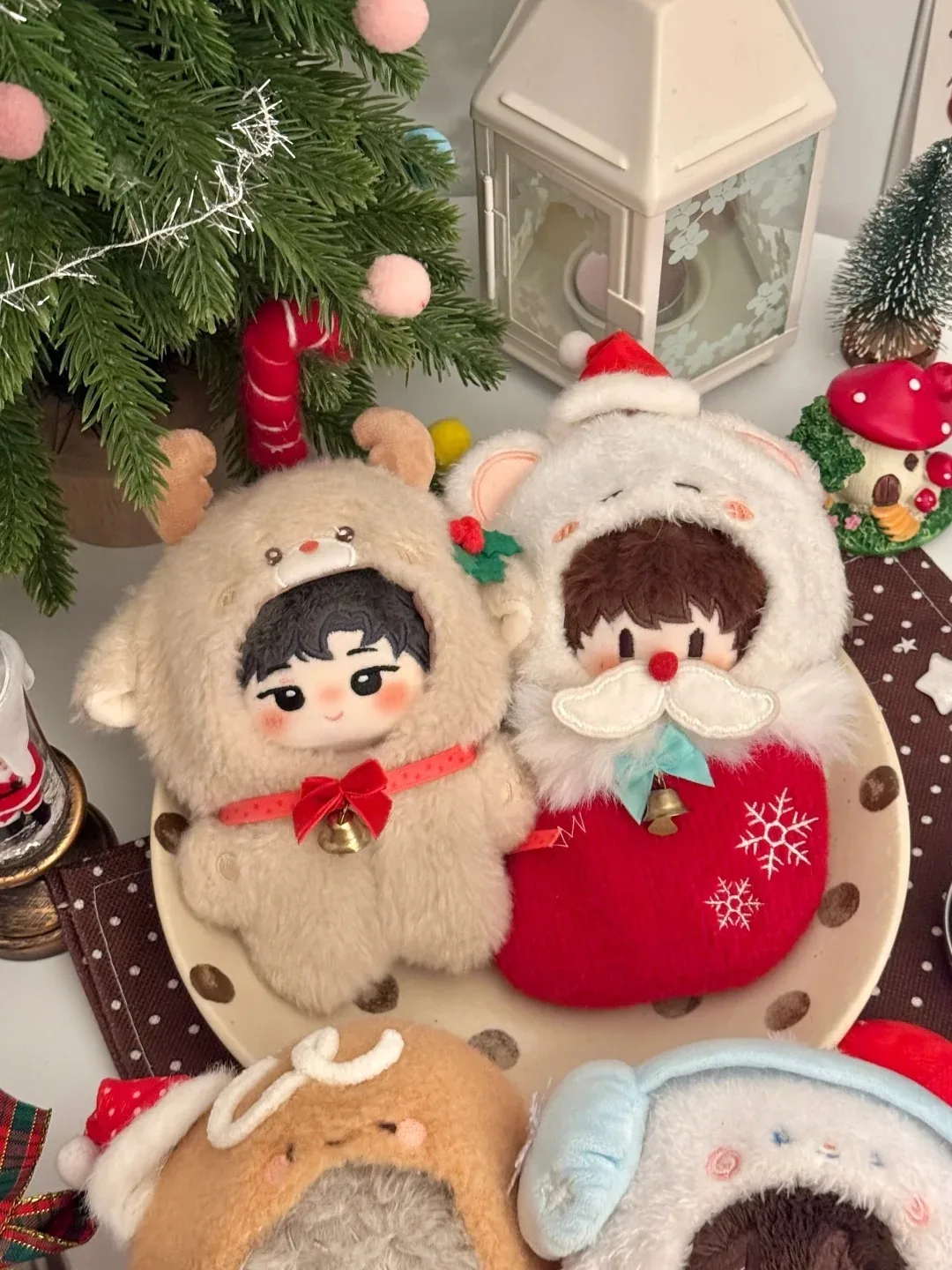 original Christmas series 10cm cotton doll clothes self-deprecating bear Nunu starfish doll  gift Gingerbread man Moose set elk