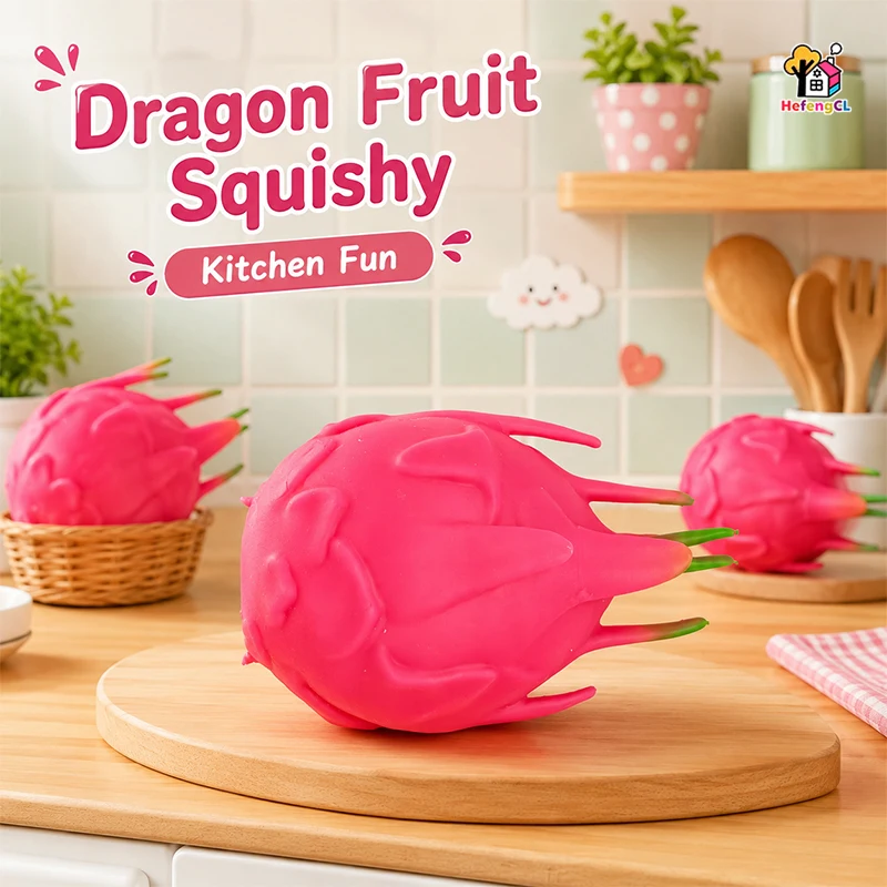 Realistic Pitaya Squeeze Toy, Soft TPR Stretch Novelty Toy, Dragon Fruit Collectible Desktop Decor, Party Holiday Gift