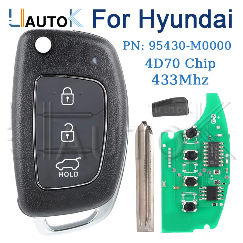 Car Remote Control Key Housing for Hyundai Creta 2016 433MZ 4D70 Chip Flip Smart Car Key Fob PN: 95430-M0000 3 Buttons Keys